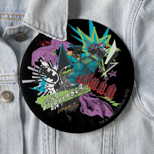 Batman Caped Crusader Neon Collage Button (Beispiel)