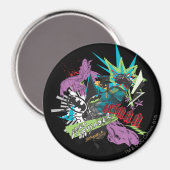 Batman Caped Crusader Neon Collage Magnet (Vorderseite/Rückseite)