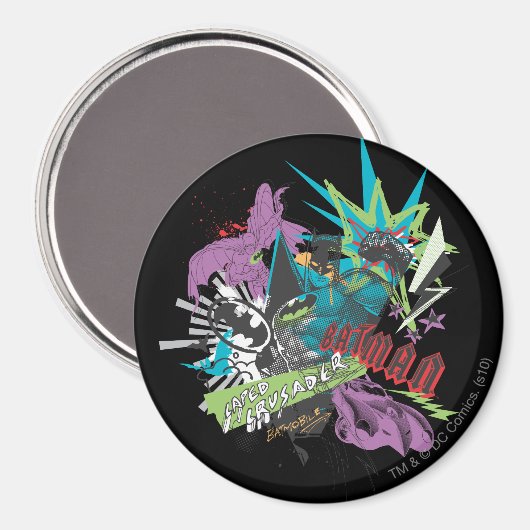Batman Caped Crusader Neon Collage Magnet (Vorderseite/Rückseite)