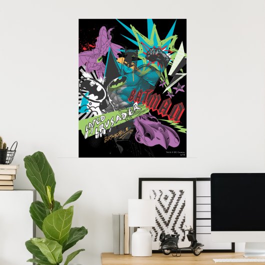 Batman Caped Crusader Neon Collage Poster (Heimbüro)