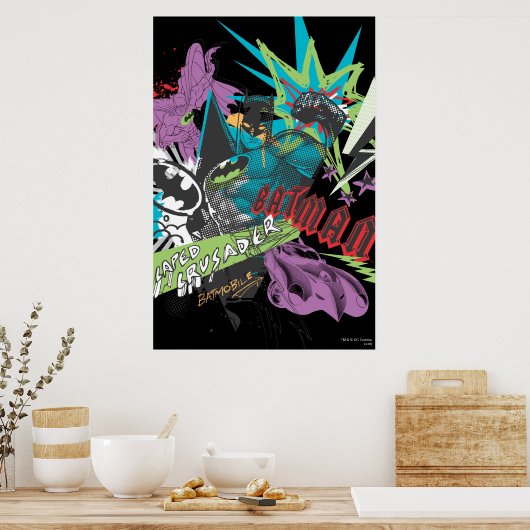 Batman Caped Crusader Neon Collage Poster (Küche)