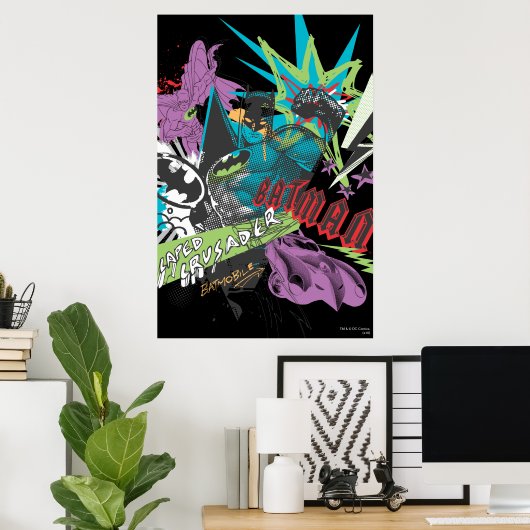 Batman Caped Crusader Neon Collage Poster (Heimbüro)