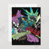 Batman Caped Crusader Neon Collage Postkarte (Vorne/Hinten)