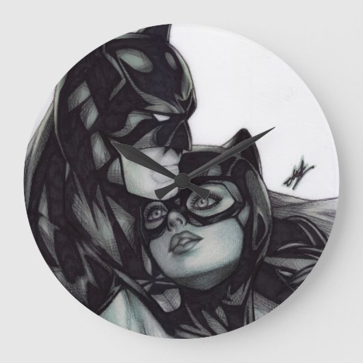 Batman & Catwoman ~ Bruce wayne & Selina Kyle Große Wanduhr (Vorderseite)