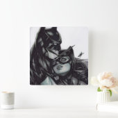 Batman & Catwoman ~ Bruce wayne & Selina Kyle Quadratische Wanduhr (Zuhause)