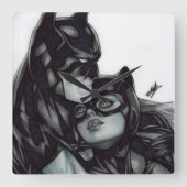 Batman & Catwoman ~ Bruce wayne & Selina Kyle Quadratische Wanduhr (Vorderseite)