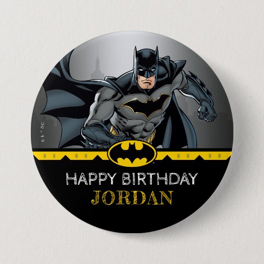 Batman | Chalkboard Happy Birthday Button (Vorderseite)
