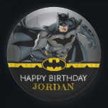 Batman | Chalkboard Happy Birthday Pappteller<br><div class="desc">Everyone's favorite superhero,  Batman proves that you don't need super powers to be a superhero in these cool birthday paper plates. Personalize by adding your child's name.</div>