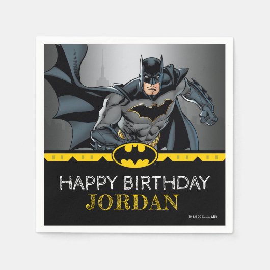 Batman | Chalkboard Happy Birthday Serviette (Vorderseite)