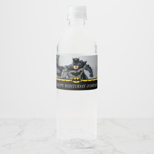 Batman | Chalkboard Happy Birthday Wasserflaschenetikett (Vorderseite)