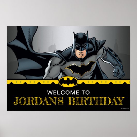 Batman | Chalkboard Happy Birthday Willkommen Poster (Vorne)