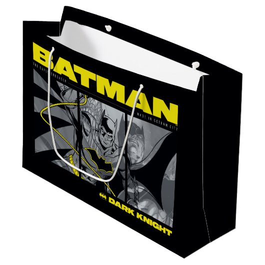 Batman-Comic-Tri-Panel-Grafik Große Geschenktüte (Vorderseite Schrägansicht)