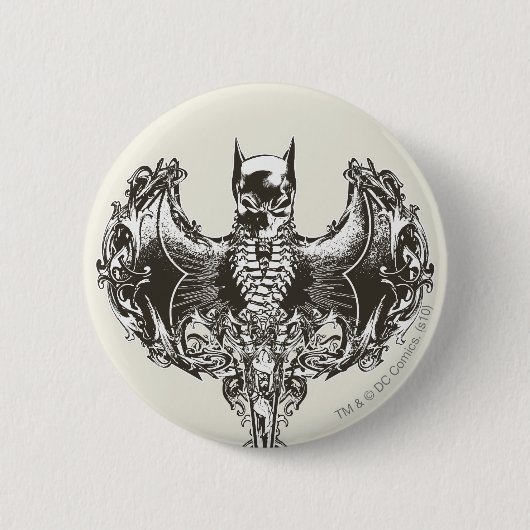 Batman Cowl und Skull Wappen Button (Vorderseite)