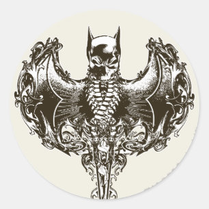 Batman Cowl und Skull Wappen Runder Aufkleber