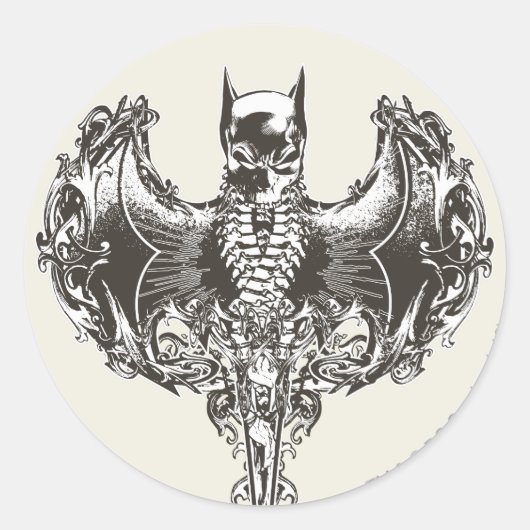 Batman Cowl und Skull Wappen Runder Aufkleber (Vorderseite)