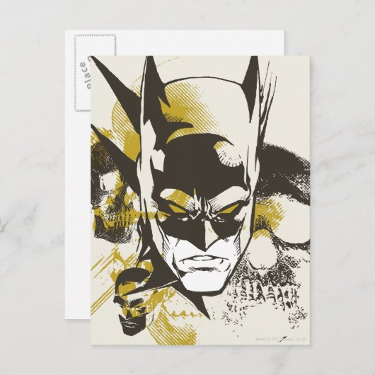Batman Cowl und Skulls Postkarte (Vorne/Hinten)