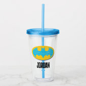 Batman | Cyan Stripes Symbol Acryltrinkbecher (Vorderseite)