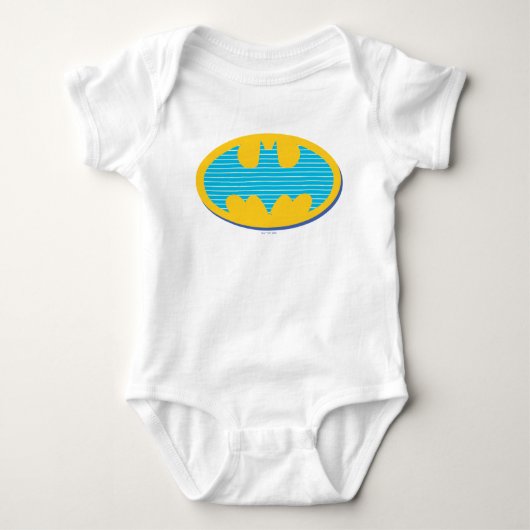 Batman | Cyan Stripes Symbol Baby Strampler (Vorderseite)