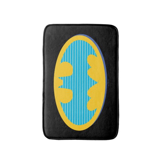 Batman | Cyan Stripes Symbol Badematte (Vorderseite Vertikal)