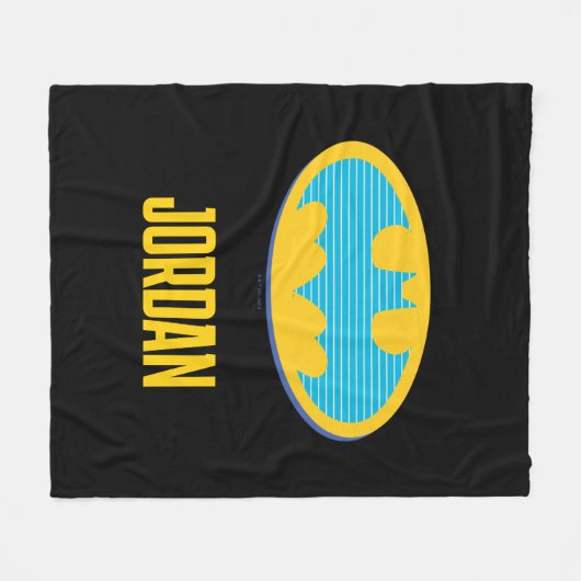 Batman | Cyan Stripes Symbol Fleecedecke (Vorderseite (Horizontal))