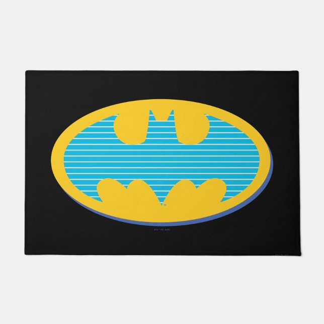 Batman | Cyan Stripes Symbol Fußmatte (Vorderseite)