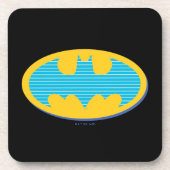 Batman | Cyan Stripes Symbol Getränkeuntersetzer (Vorderseite)