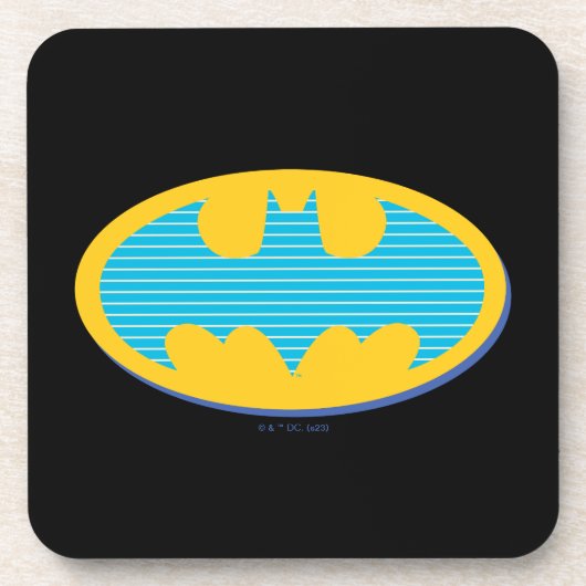 Batman | Cyan Stripes Symbol Getränkeuntersetzer (Vorderseite)