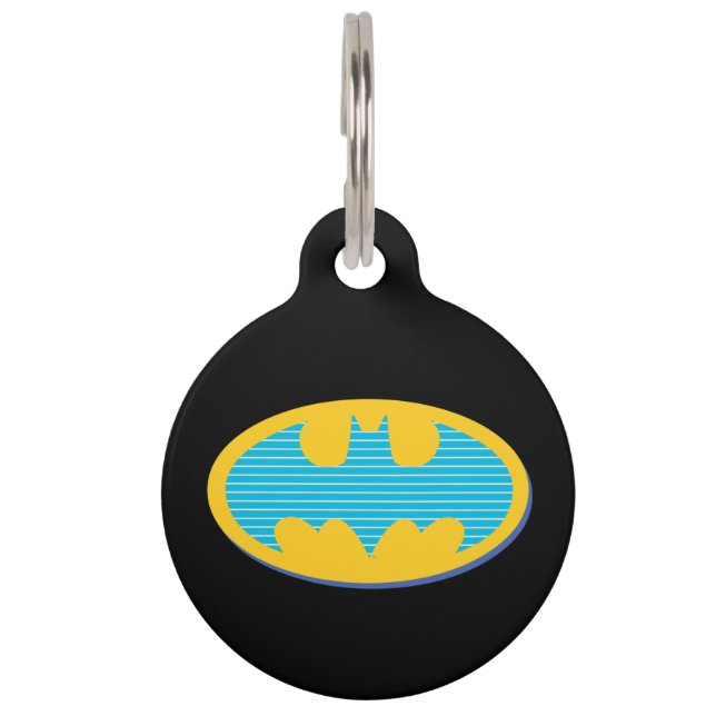 Batman | Cyan Stripes Symbol Haustiermarke (Vorderseite)