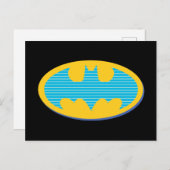 Batman | Cyan Stripes Symbol Postkarte (Vorne/Hinten)