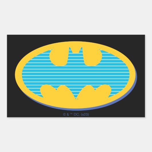 Batman | Cyan Stripes Symbol Rechteckiger Aufkleber (Vorderseite)