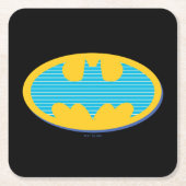 Batman | Cyan Stripes Symbol Rechteckiger Pappuntersetzer (Vorderseite)