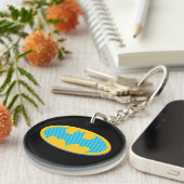 Batman | Cyan Stripes Symbol Schlüsselanhänger (Vorderseite rechts)