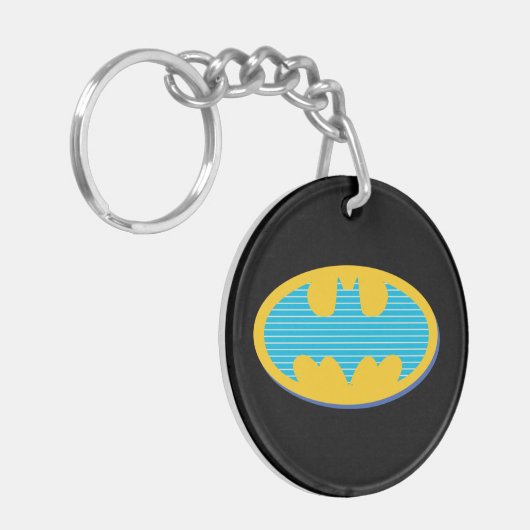 Batman | Cyan Stripes Symbol Schlüsselanhänger (Vorderseite links)