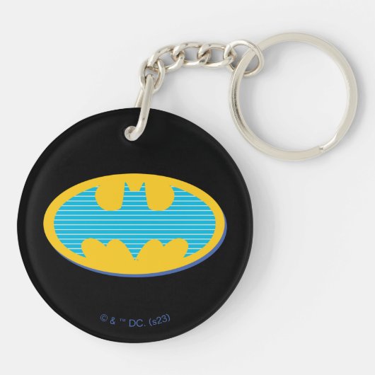 Batman | Cyan Stripes Symbol Schlüsselanhänger (Rückseite)