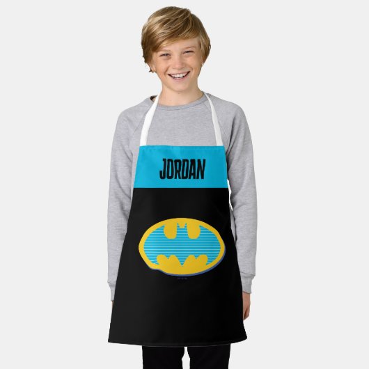 Batman | Cyan Stripes Symbol Schürze (Getragen)