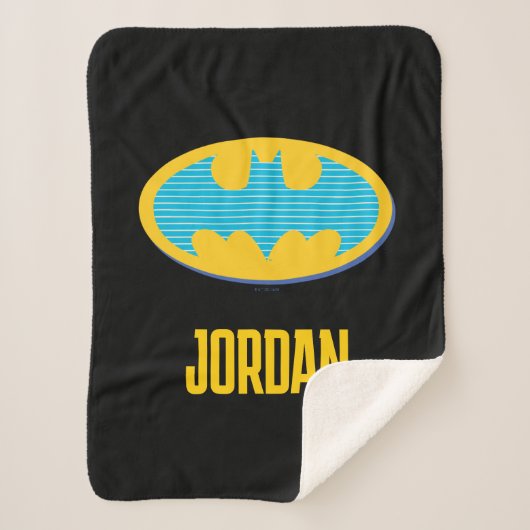 Batman | Cyan Stripes Symbol Sherpadecke (Vorderseite)