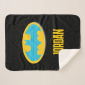 Batman | Cyan Stripes Symbol Sherpadecke (Vorderseite (Horizontal))