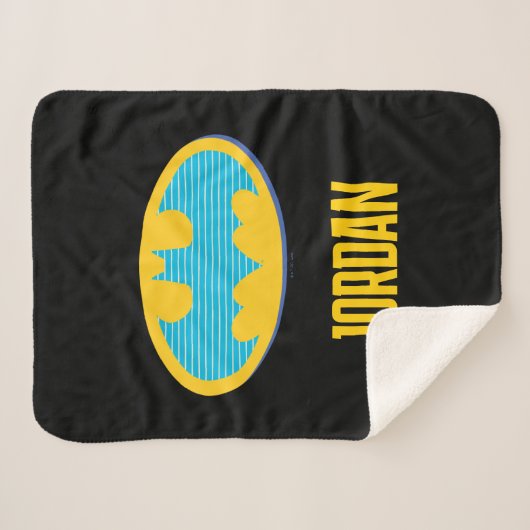 Batman | Cyan Stripes Symbol Sherpadecke (Vorderseite (Horizontal))