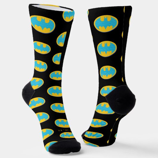 Batman | Cyan Stripes Symbol Socken (Gewinkelt)