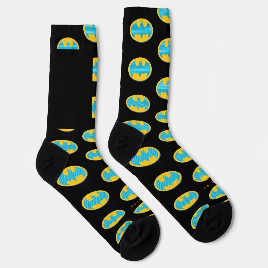 Batman | Cyan Stripes Symbol Socken (Rechts)
