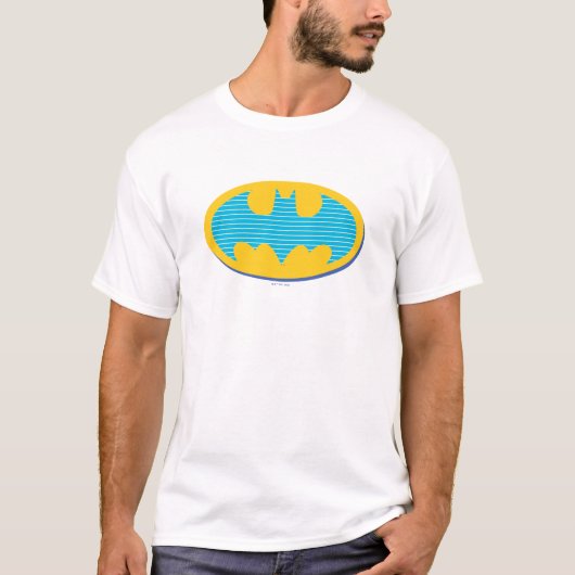 Batman | Cyan Stripes Symbol T-Shirt (Vorderseite)