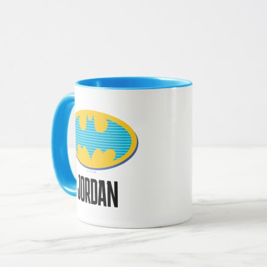 Batman | Cyan Stripes Symbol Tasse (Vorderseite Links)
