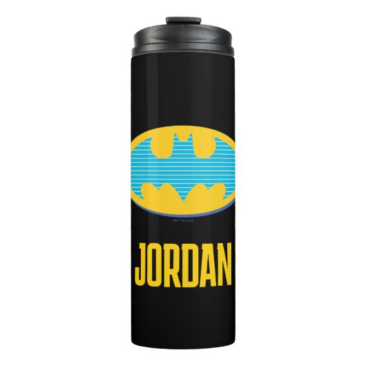 Batman | Cyan Stripes Symbol Thermosbecher (Vorderseite)