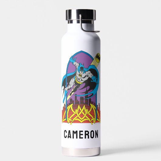 Batman Flies Thru die Nacht | Name hinzufügen Trinkflasche (Links)