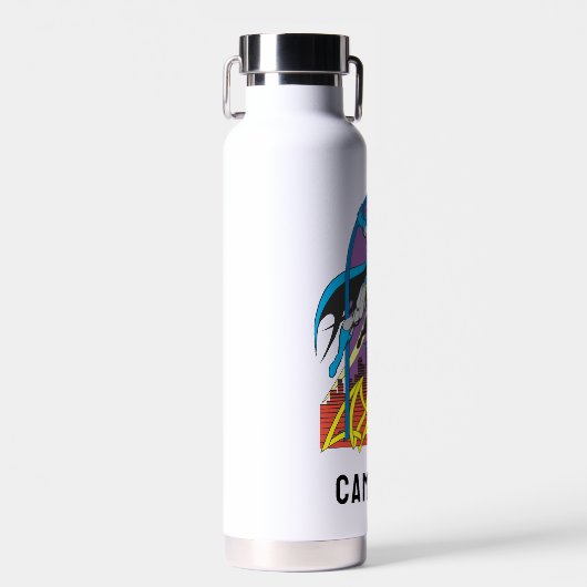 Batman Flies Thru die Nacht | Name hinzufügen Trinkflasche (Vorne)