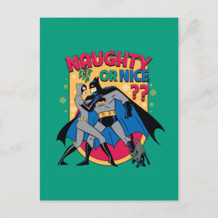 Batman   Frau unter Mistletoe naughty oder Nice Feiertagspostkarte