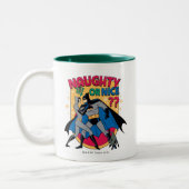 Batman | Frau unter Mistletoe naughty oder Nice Zweifarbige Tasse (Links)