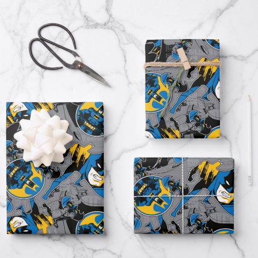 Batman Full Throttle Wurf Muster Geschenkpapier Set (Vorderseite)