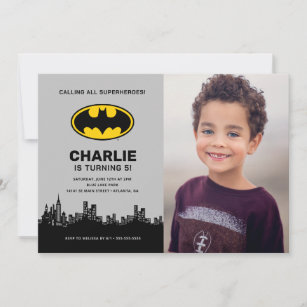 Batman - Gotham City   Jungen zum Geburtstag - Fot Einladung