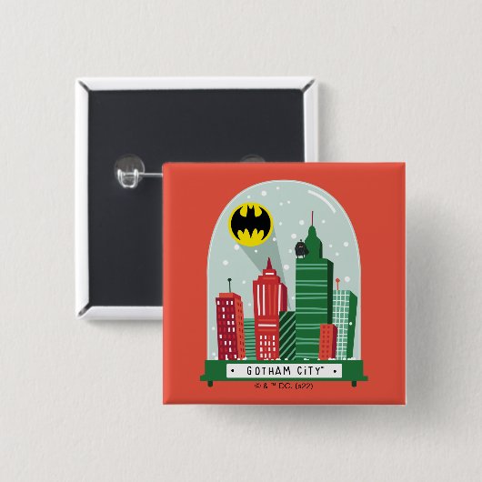 Batman Gotham City™ Snow Globe Grafik Button (Vorne & Hinten)